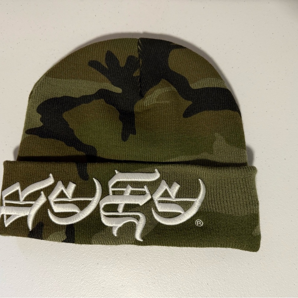 Supreme Camo Beanie with White Embroidery